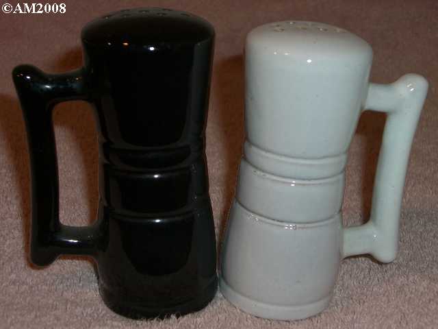 Frankoma ringed shakers glazed black and white